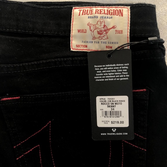 True Religion Rocco SN Moto Skinny Jean W30,W31,W34 / L32 Style: 700061 - Picture 15 of 16